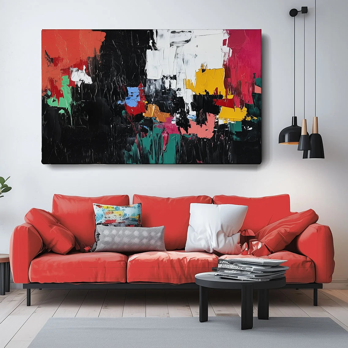 Multicolor Urban Abstract Symphony-Abstract Color Block Turbulent Wall Art - Artwallpainting