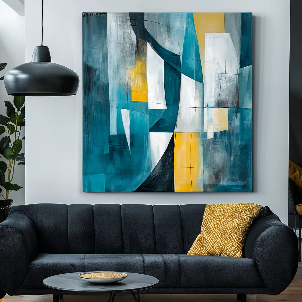 Multicolor Urban Layers-Geometric Color Collision Abstract Hand-Painted Oil Painting Wall Art - Artwallpainting
