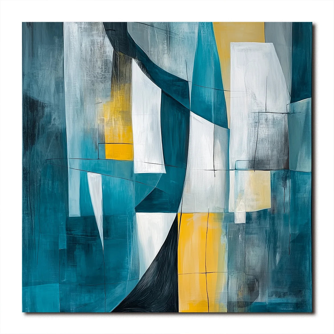 Multicolor Urban Layers-Geometric Color Collision Abstract Hand-Painted Oil Painting Wall Art - Artwallpainting