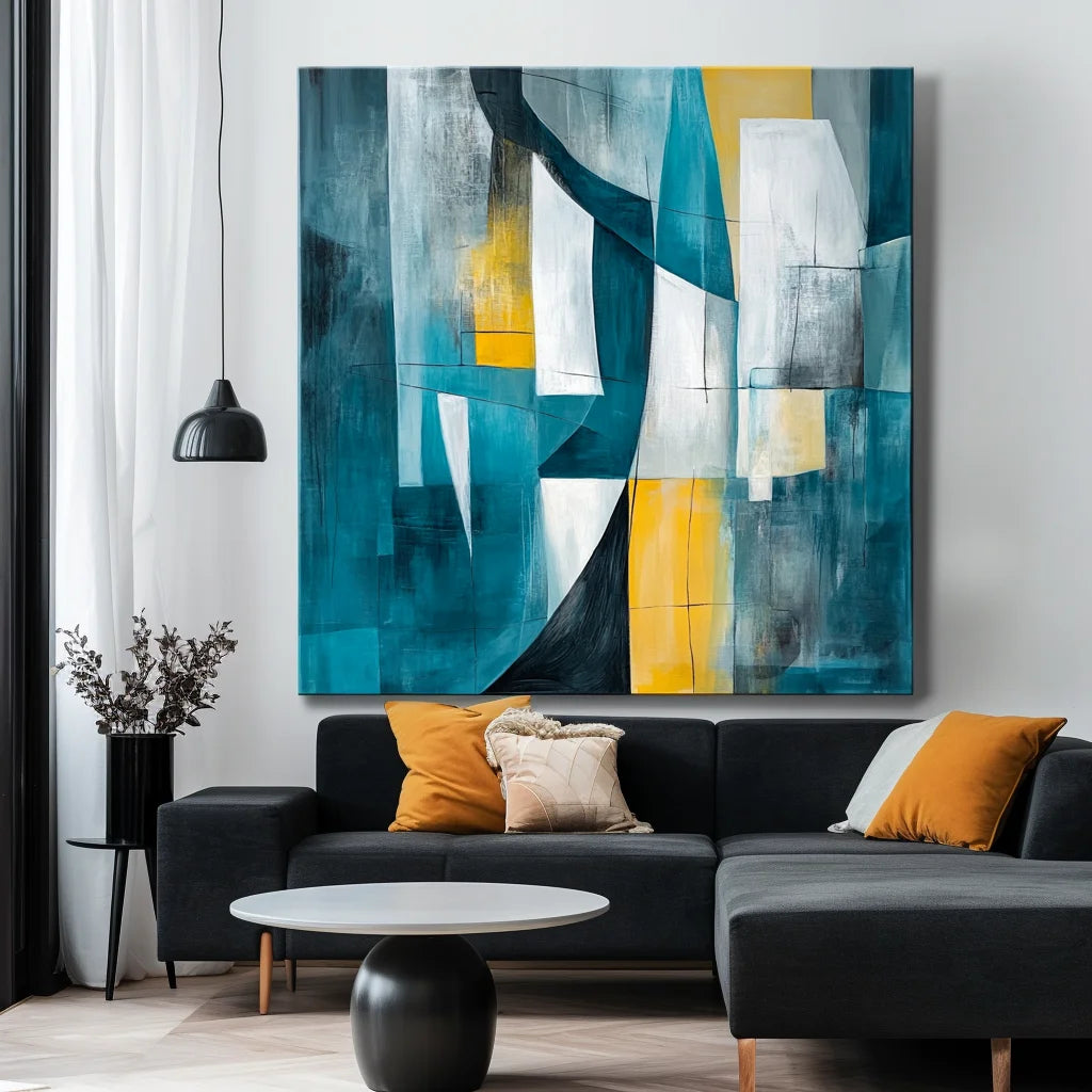 Multicolor Urban Layers-Geometric Color Collision Abstract Hand-Painted Oil Painting Wall Art - Artwallpainting