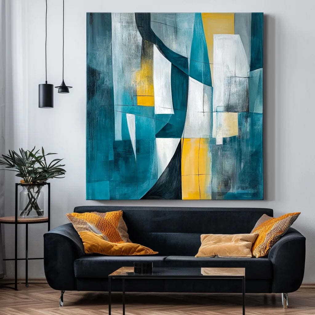 Multicolor Urban Layers-Geometric Color Collision Abstract Hand-Painted Oil Painting Wall Art - Artwallpainting