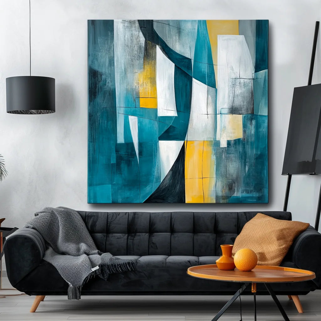 Multicolor Urban Layers-Geometric Color Collision Abstract Hand-Painted Oil Painting Wall Art - Artwallpainting
