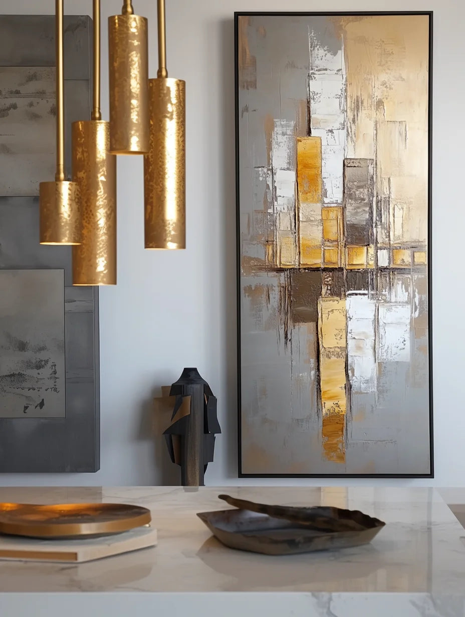 Multicolor Urban Resonance - Vertical Geometric Abstract Oil Painting - Artwallpainting