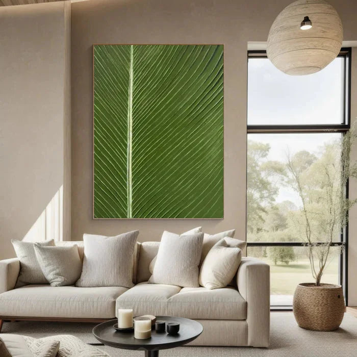 Multicolor Verdant Veins - Minimalist Textured Leaf Abstract Oil Painting - Artwallpainting