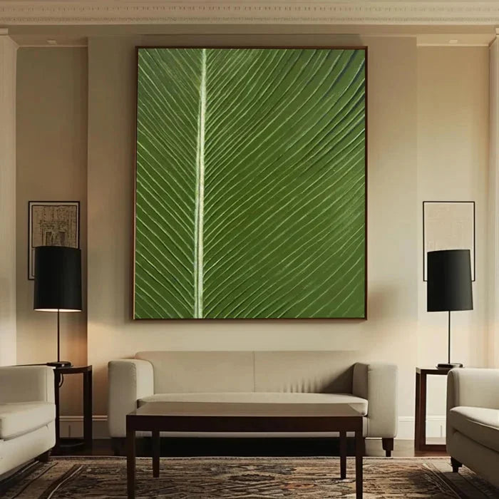 Multicolor Verdant Veins - Minimalist Textured Leaf Abstract Oil Painting - Artwallpainting