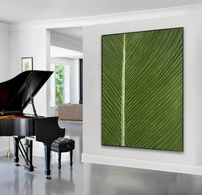 Multicolor Verdant Veins - Minimalist Textured Leaf Abstract Oil Painting - Artwallpainting