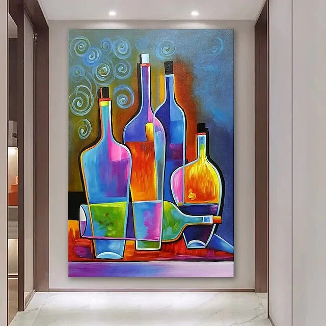 Multicolor Vibrant Bottles-Geometric Abstract Color Bottle Wall Art - Artwallpainting