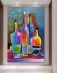 Multicolor Vibrant Bottles-Geometric Abstract Color Bottle Wall Art - Artwallpainting