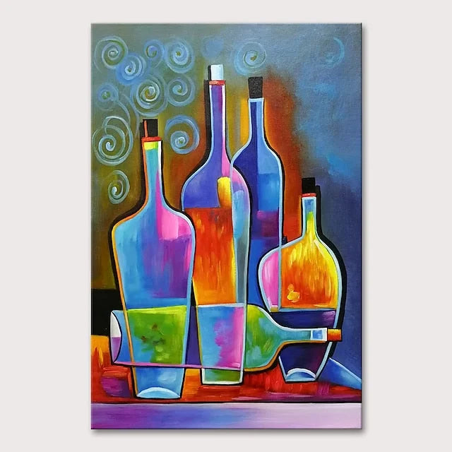 Multicolor Vibrant Bottles-Geometric Abstract Color Bottle Wall Art - Artwallpainting