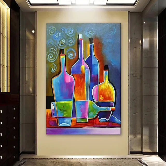 Multicolor Vibrant Bottles-Geometric Abstract Color Bottle Wall Art - Artwallpainting