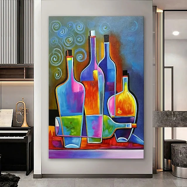 Multicolor Vibrant Bottles-Geometric Abstract Color Bottle Wall Art - Artwallpainting