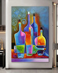 Multicolor Vibrant Bottles-Geometric Abstract Color Bottle Wall Art - Artwallpainting