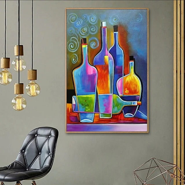 Multicolor Vibrant Bottles-Geometric Abstract Color Bottle Wall Art - Artwallpainting