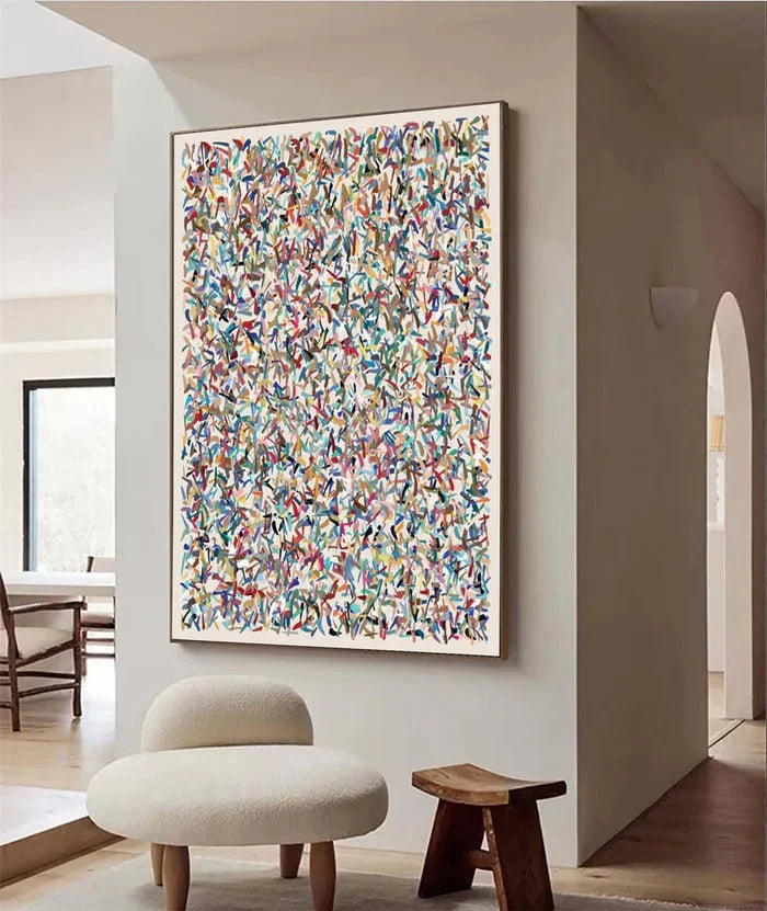 Multicolor Vibrant Mosaic - Large Hand-Painted Textured Abstract Oil Painting - Artwallpainting
