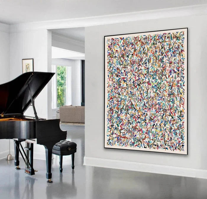 Multicolor Vibrant Mosaic - Large Hand-Painted Textured Abstract Oil Painting - Artwallpainting