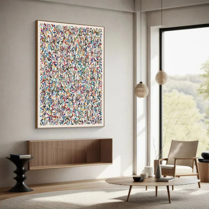 Multicolor Vibrant Mosaic - Large Hand-Painted Textured Abstract Oil Painting - Artwallpainting