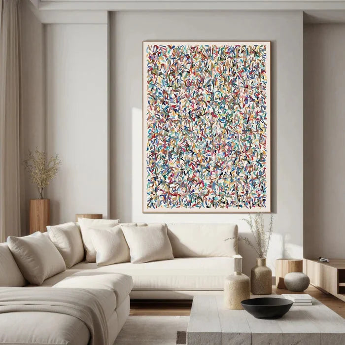 Multicolor Vibrant Mosaic - Large Hand-Painted Textured Abstract Oil Painting - Artwallpainting