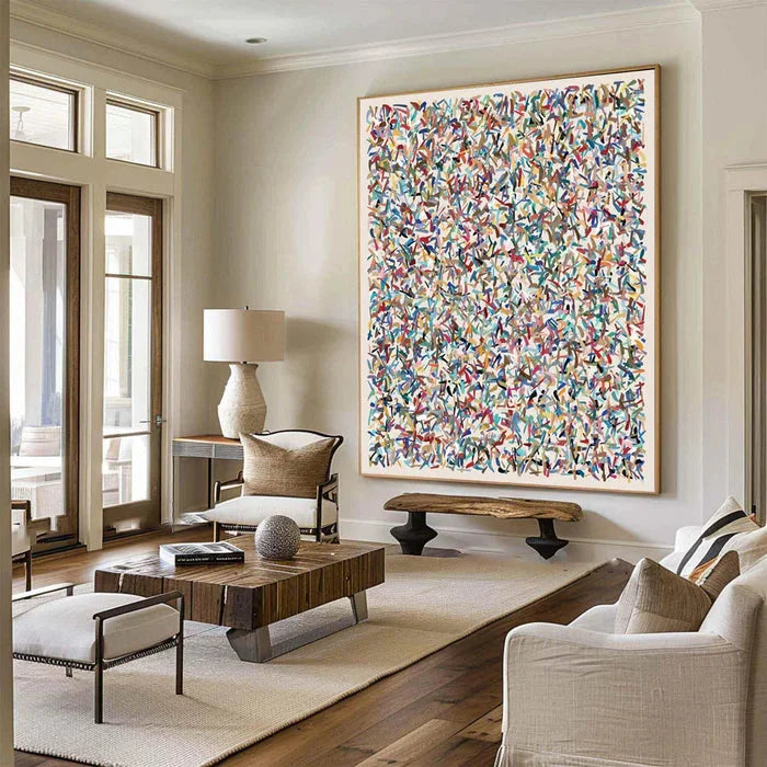 Multicolor Vibrant Mosaic - Large Hand-Painted Textured Abstract Oil Painting - Artwallpainting