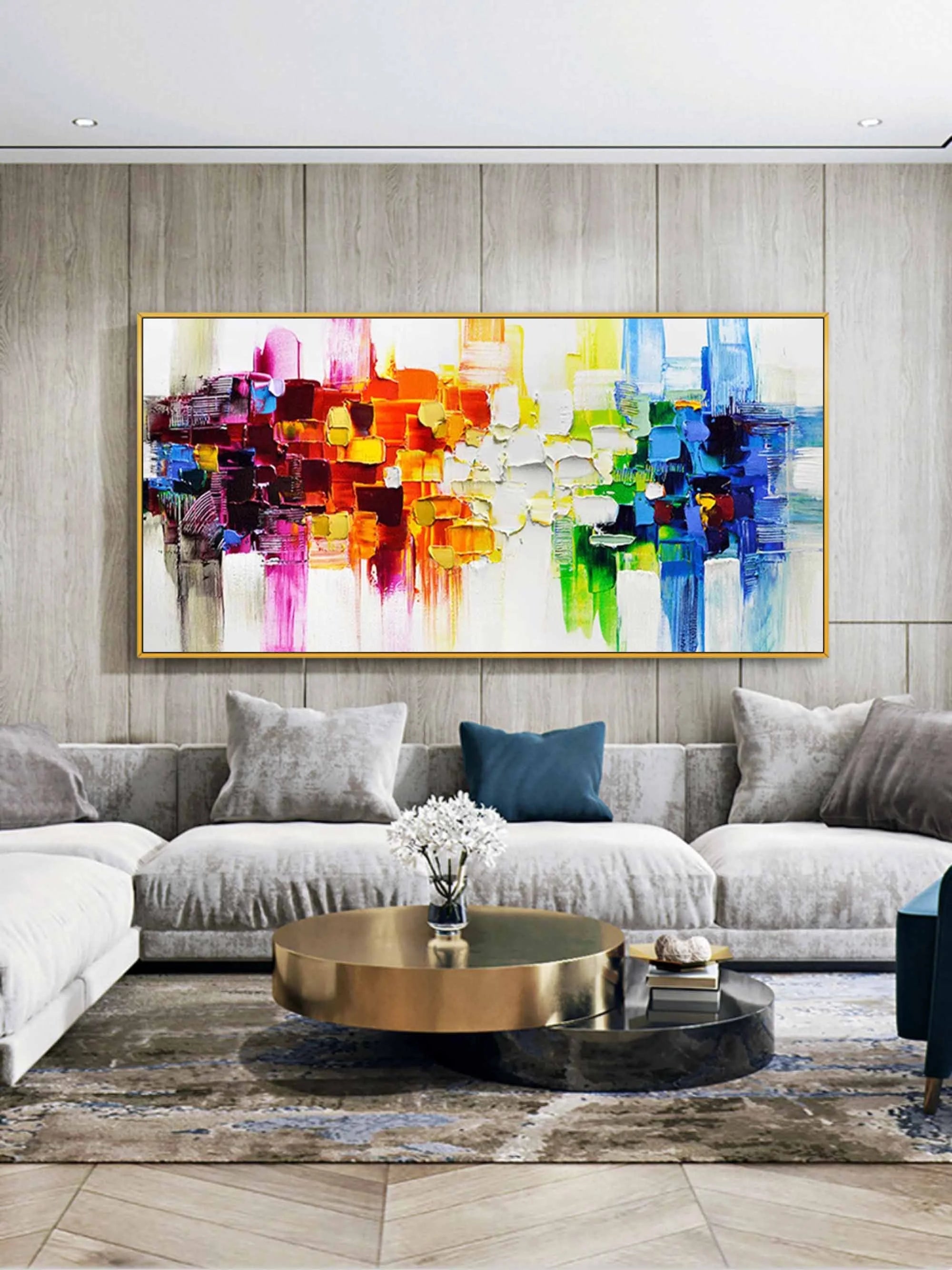 Multicolor Vivid Blocks - Abstract Geometric Textured Art - Artwallpainting