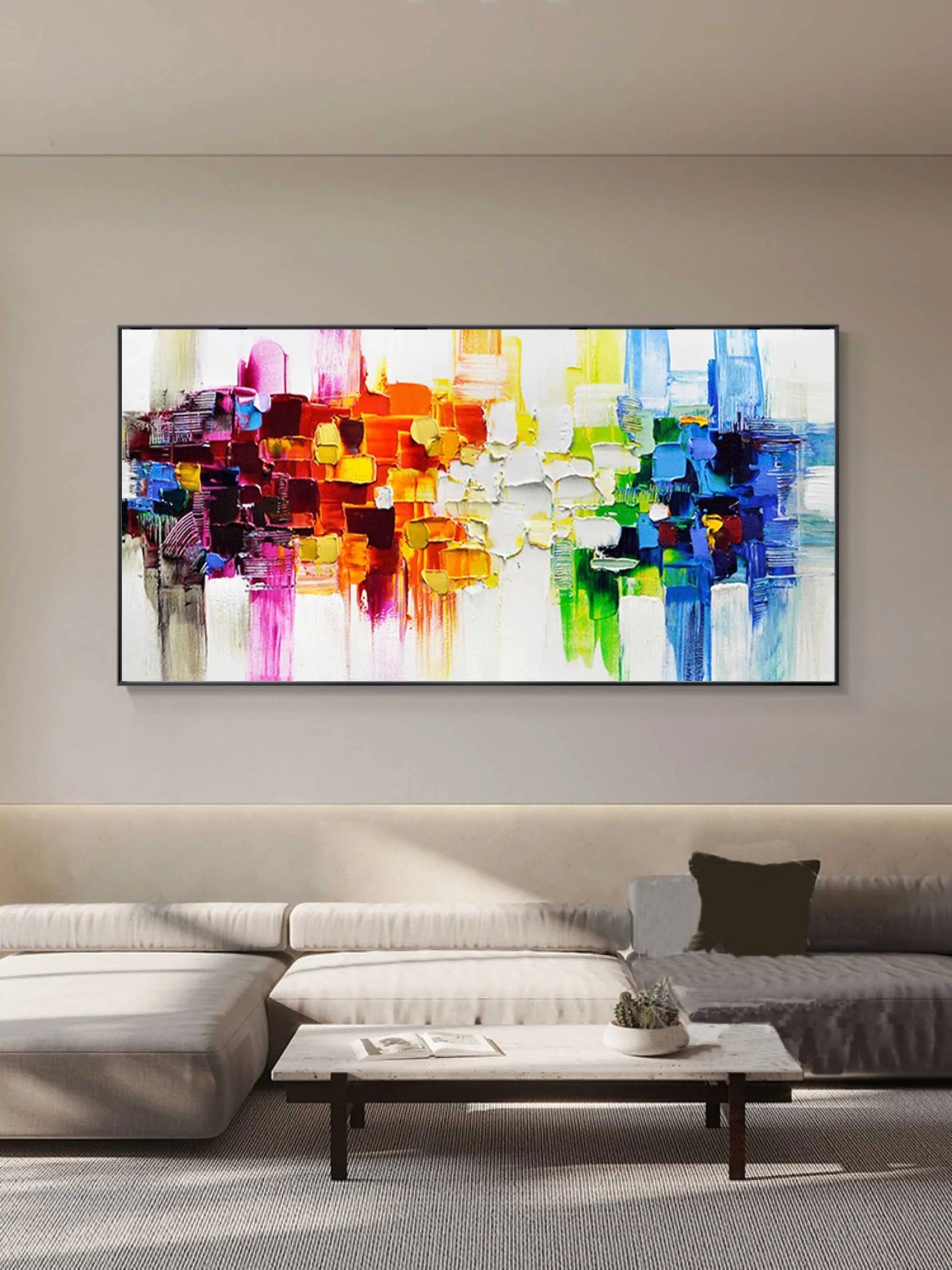 Multicolor Vivid Blocks - Abstract Geometric Textured Art - Artwallpainting