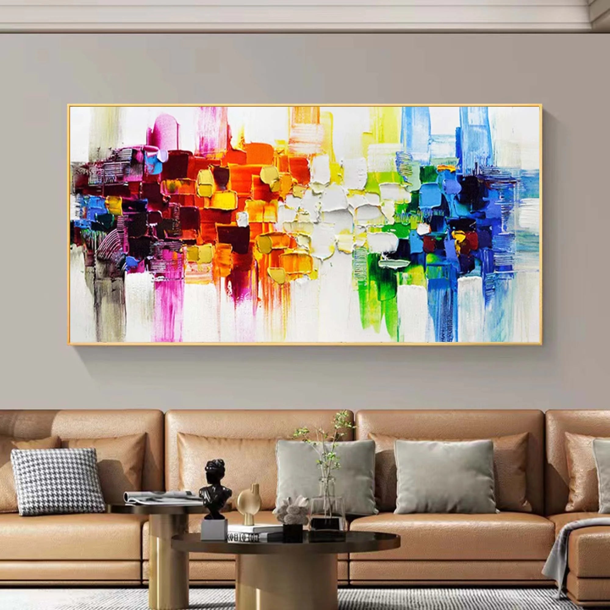 Multicolor Vivid Blocks - Abstract Geometric Textured Art - Artwallpainting