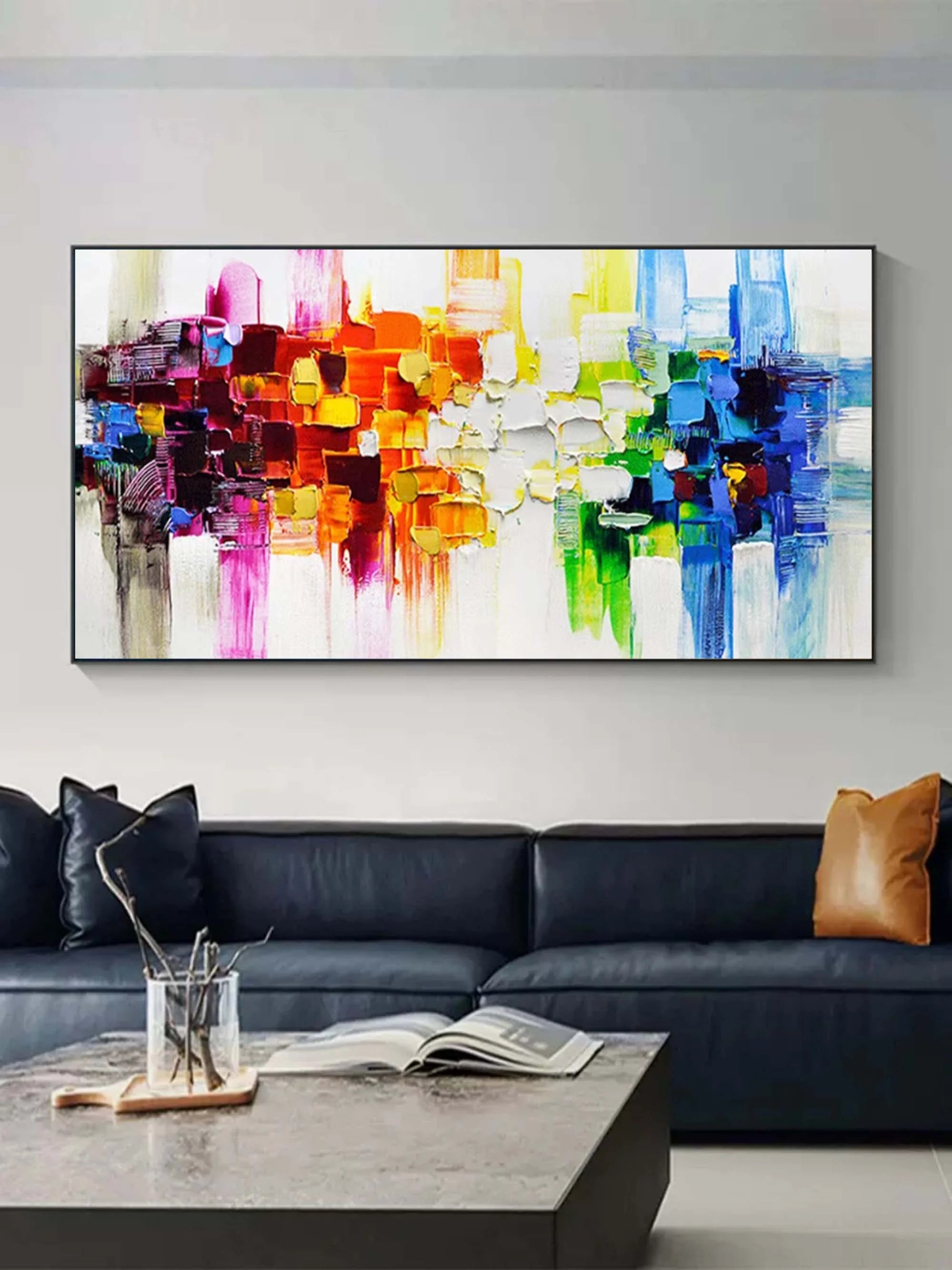 Multicolor Vivid Blocks - Abstract Geometric Textured Art - Artwallpainting