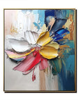 Multicolor Vivid Bloom Symphony-Geometric Abstract Floral Texture Wall Art - Artwallpainting
