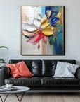 Multicolor Vivid Bloom Symphony-Geometric Abstract Floral Texture Wall Art - Artwallpainting