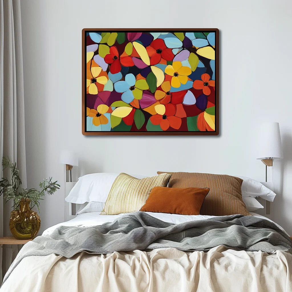 Multicolor Vivid Blooms - Abstract Floral Canvas - Artwallpainting