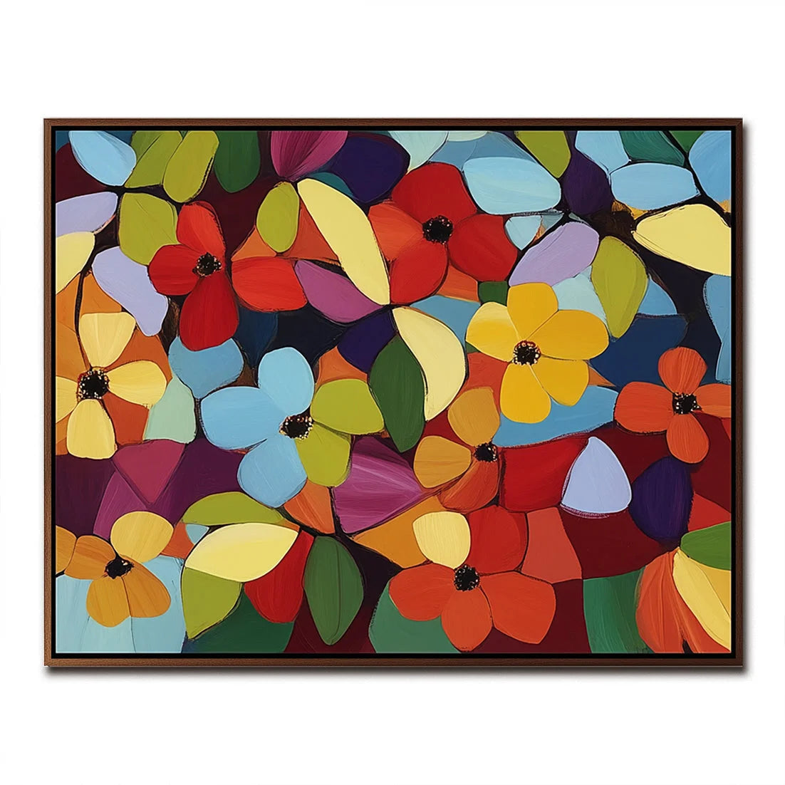 Multicolor Vivid Blooms - Abstract Floral Canvas - Artwallpainting