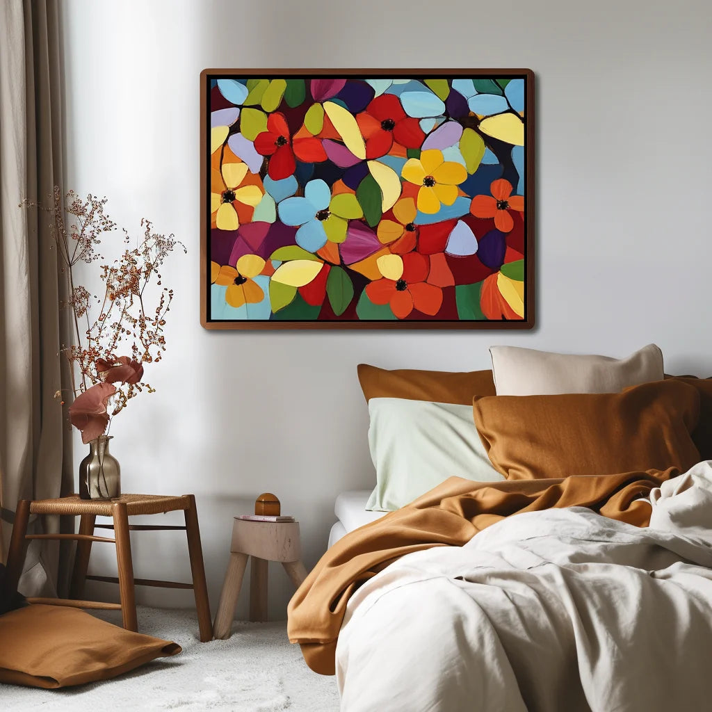 Multicolor Vivid Blooms - Abstract Floral Canvas - Artwallpainting