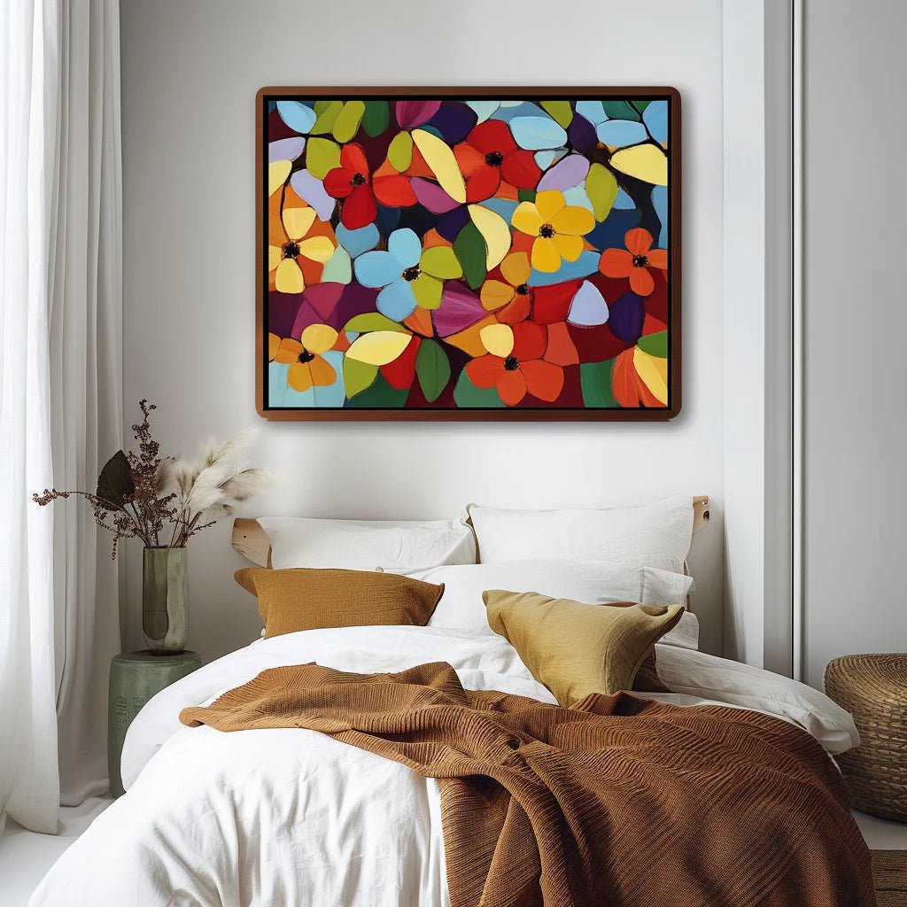 Multicolor Vivid Blooms - Abstract Floral Canvas - Artwallpainting