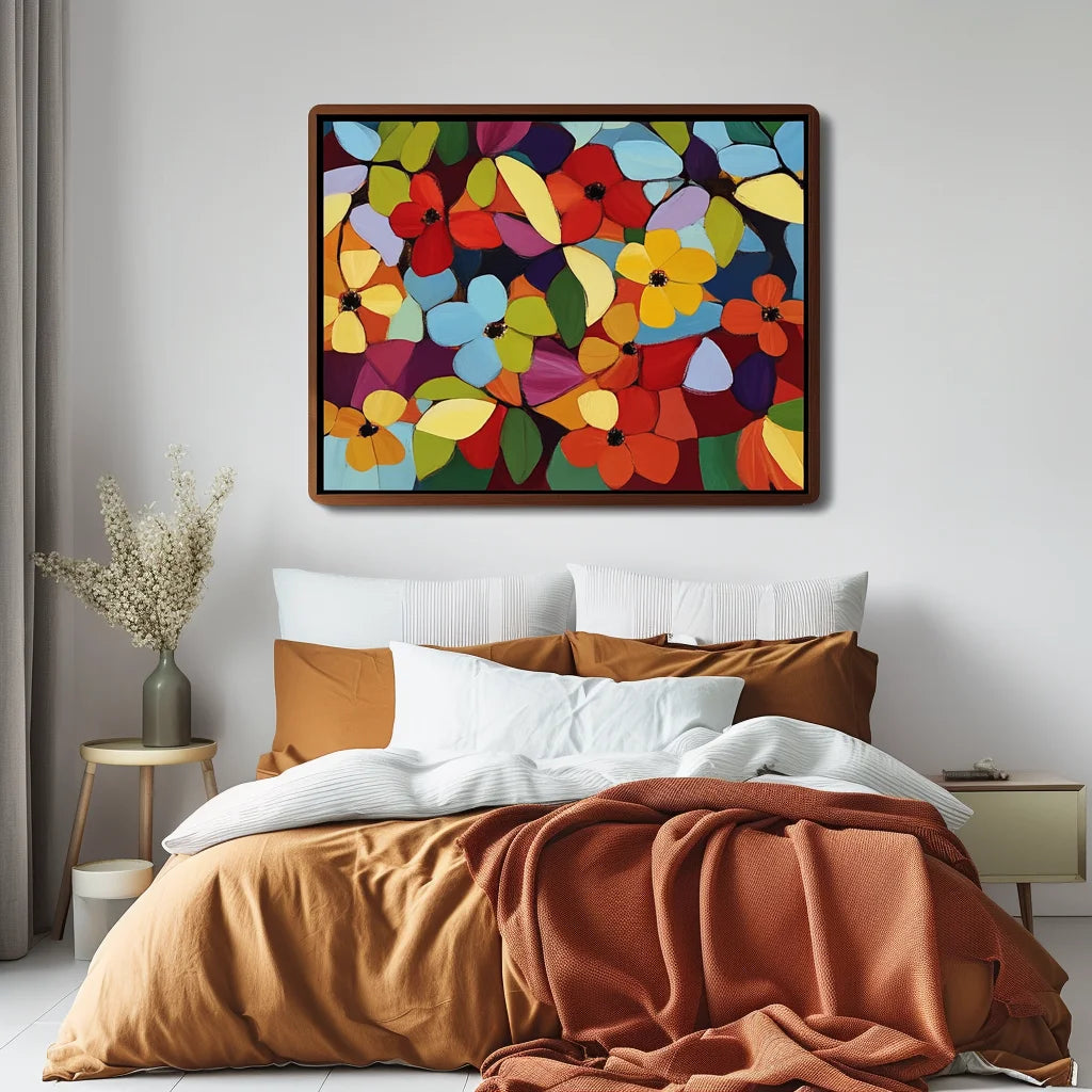 Multicolor Vivid Blooms - Abstract Floral Canvas - Artwallpainting