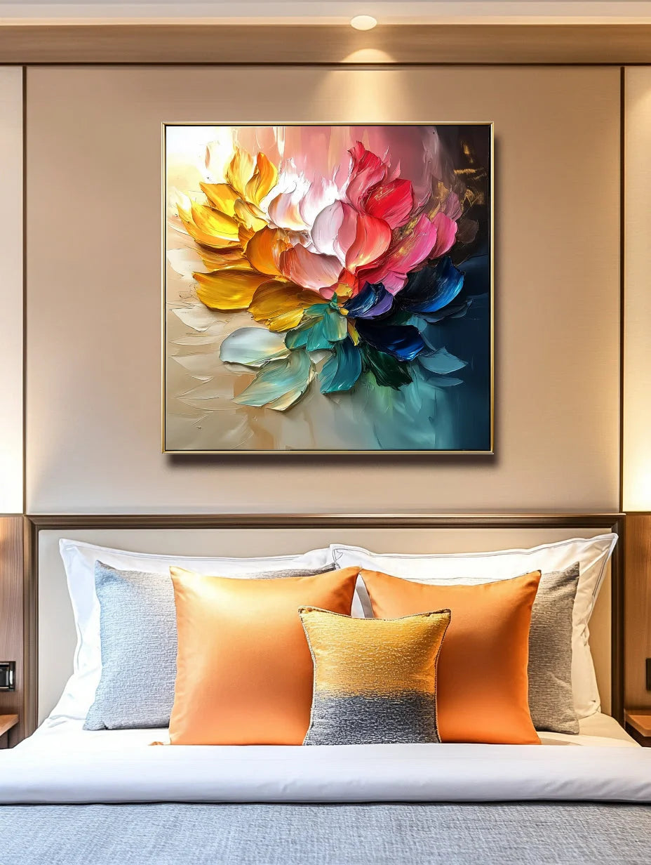 Multicolor Vivid Blossom Textured Canvas - Artwallpainting