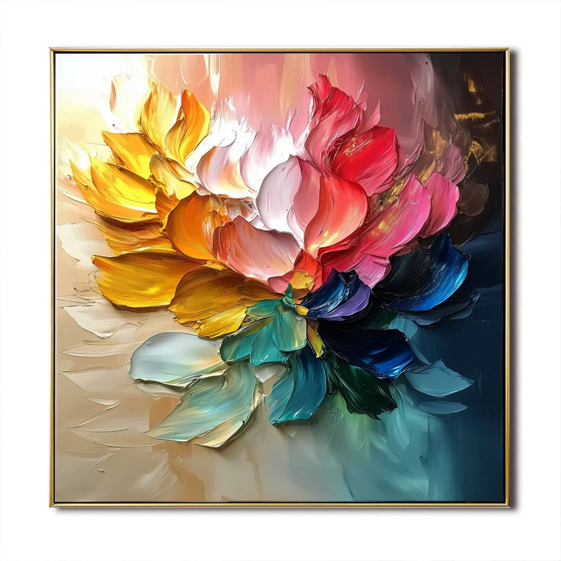 Multicolor Vivid Blossom Textured Canvas - Artwallpainting