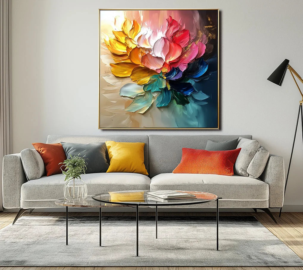 Multicolor Vivid Blossom Textured Canvas - Artwallpainting