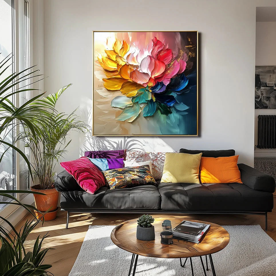 Multicolor Vivid Blossom Textured Canvas - Artwallpainting