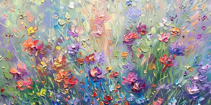 Multicolor Vivid Meadow Bloom Painting - Artwallpainting