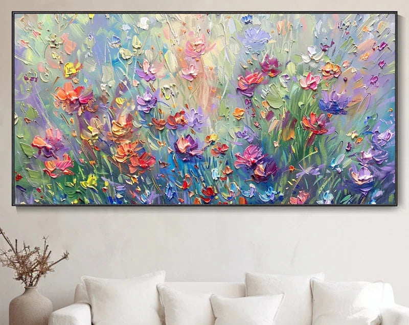Multicolor Vivid Meadow Bloom Painting - Artwallpainting