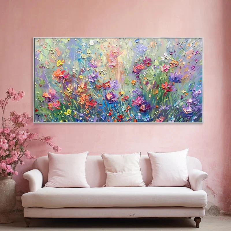 Multicolor Vivid Meadow Bloom Painting - Artwallpainting
