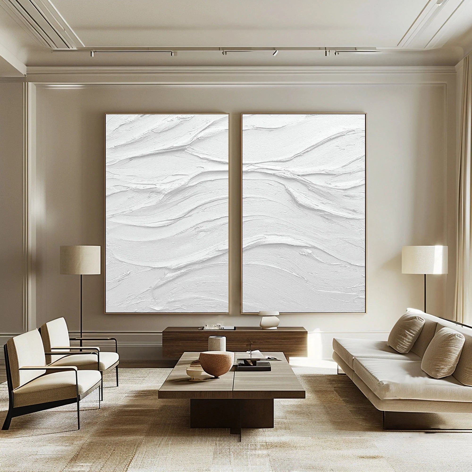 Multicolor Waves Of Serenity Diptych - Artwallpainting