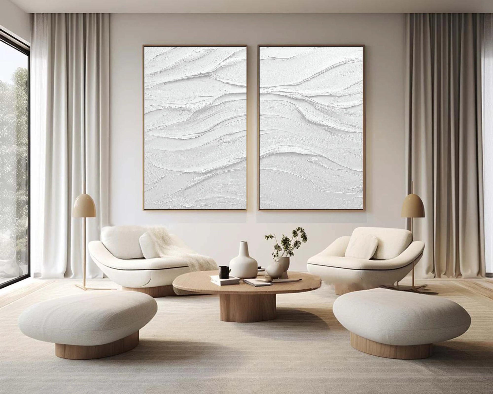 Multicolor Waves Of Serenity Diptych - Artwallpainting