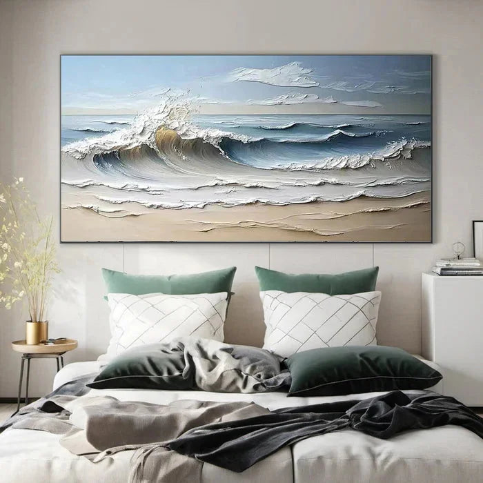 Multicolor Waves Of Serenity - Hand-Painted Textured Seascape Oil Painting - Artwallpainting