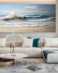 Multicolor Waves Of Serenity - Hand-Painted Textured Seascape Oil Painting - Artwallpainting