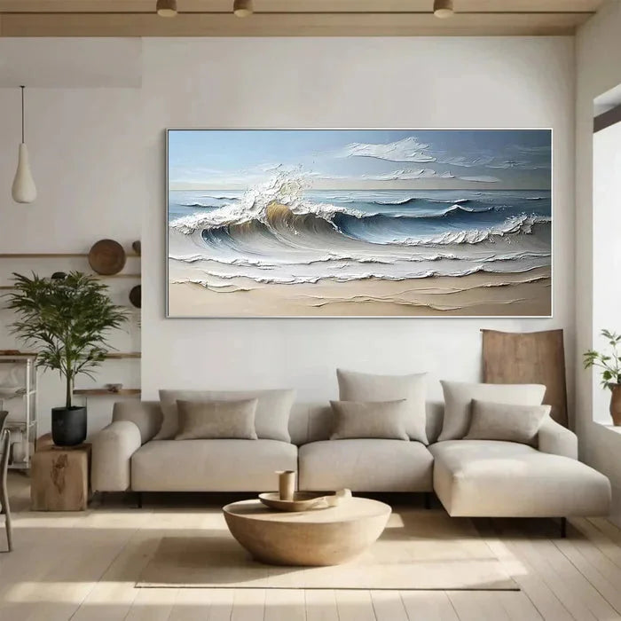 Multicolor Waves Of Serenity - Hand-Painted Textured Seascape Oil Painting - Artwallpainting