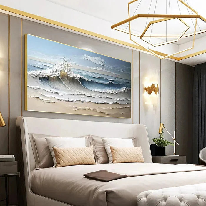 Multicolor Waves Of Serenity - Hand-Painted Textured Seascape Oil Painting - Artwallpainting