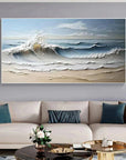 Multicolor Waves Of Serenity - Hand-Painted Textured Seascape Oil Painting - Artwallpainting