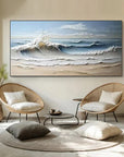 Multicolor Waves Of Serenity - Hand-Painted Textured Seascape Oil Painting - Artwallpainting