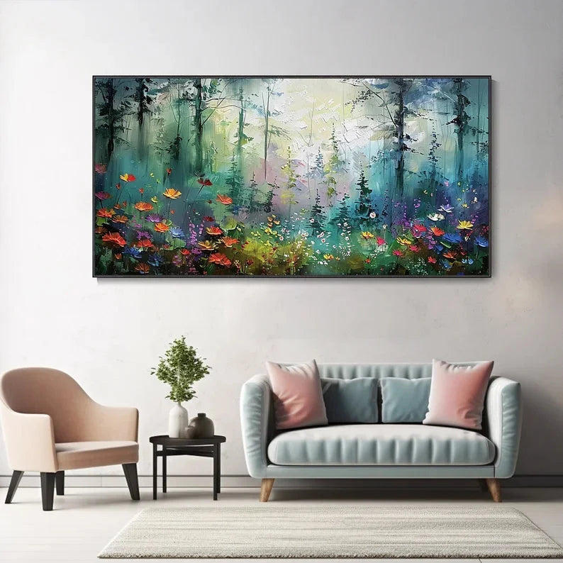 Multicolor Whimsical Forest Bloom Canvas Painting For Home Decoration - Artwallpainting