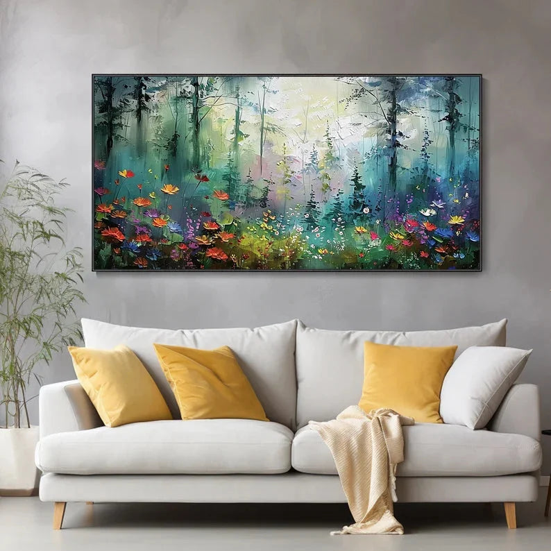Multicolor Whimsical Forest Bloom Canvas Painting For Home Decoration - Artwallpainting